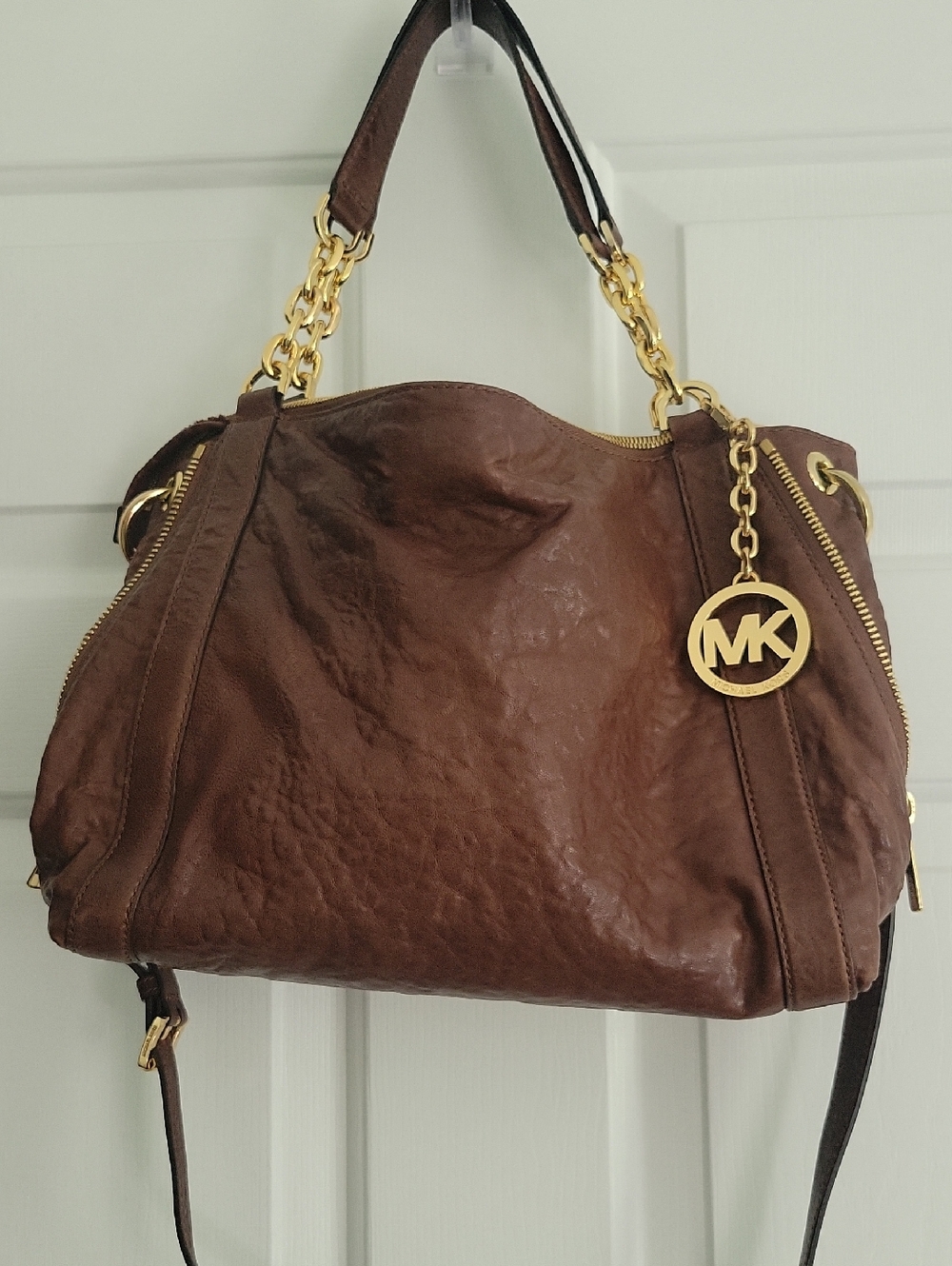 MICHAEL by Michael Kors Stanthorpe Brown Pebbled Leather Y2K  Crossbody Satchel